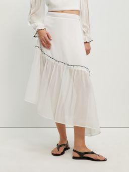 Pomelo - Ruffled Asymmetric Skirt - Off-White