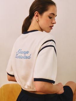 Pomelo - Drawstring Crop Top - Off-White