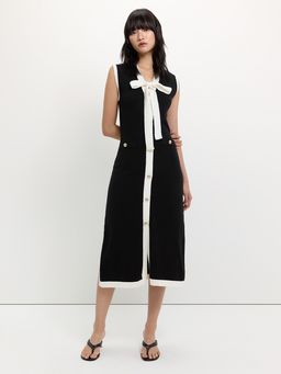 Pomelo - Bow Tie Knit Dress - Black