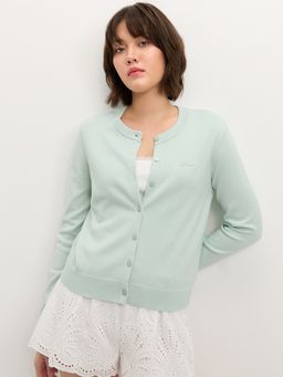 Pomelo - Embroidered Cardigan - Light Green