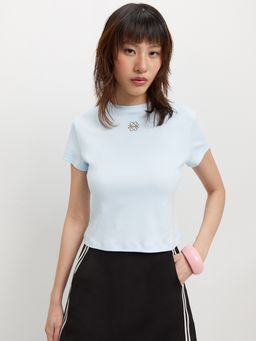 Pomelo - Embroidered Logo Tee - Baby Blue