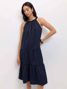 Pomelo - Tie Front Dress - Navy