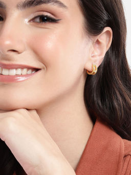 Carlton London - 18Kt Gold Plated with Cz Half Stud Earring