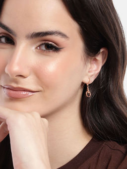 Carlton London - 18Kt Rose Gold Plated with Cz Drop Earring