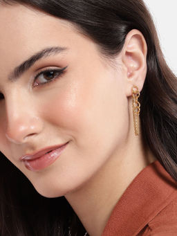 Carlton London - 18Kt Gold Plated Dangling Chain Drop Earring