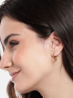 Carlton London - 18Kt Gold Plated Star Half Hoop Earring