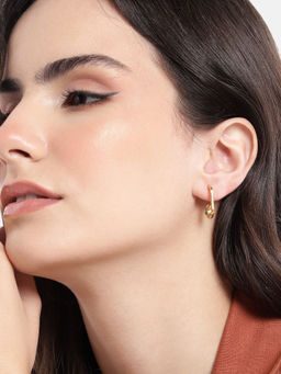 Carlton London - 18Kt Gold Plated Dangling Heart Half Hoop Earring