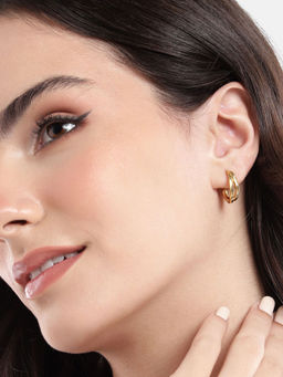 Carlton London - 18Kt Gold Plated with Cz Half Hoop Earring