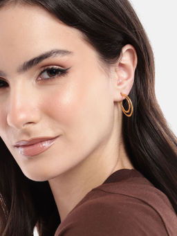 Carlton London - 18Kt Gold Plated Double Bar Hoop Earring