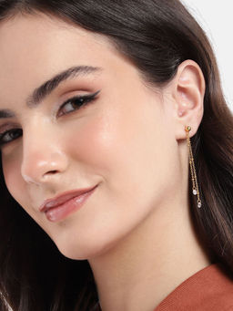 Carlton London - 18Kt Gold Plated Dangling Chain with Cz Drop Earring