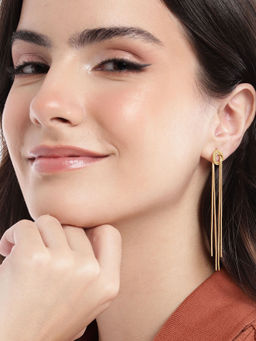 Carlton London - 18Kt Gold Plated Dangling Chain Drop Earring