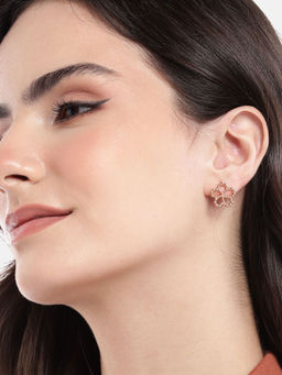 Carlton London - 18Kt Rose Gold Plated Floral Bold Stud Earring