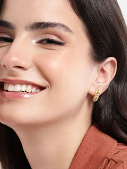 Carlton London - 18Kt Gold Plated with Cz Contemporary Stud Earring