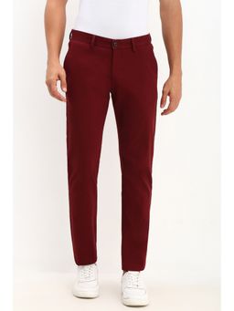 Allen Solly - Men Maroon Slim Fit Solid Casual Trousers
