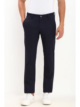 Allen Solly - Men Navy Slim Fit Textured Casual Trousers
