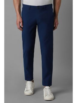 Louis Philippe - Men Navy Smart Fit Textured Flat Front Casual Trousers