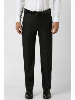 Van Heusen - Men Black Solid Regular Fit Formal Trousers