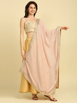 Dupatta Bazaar - Womens Georgette Dupatta with Mauve Embroidered