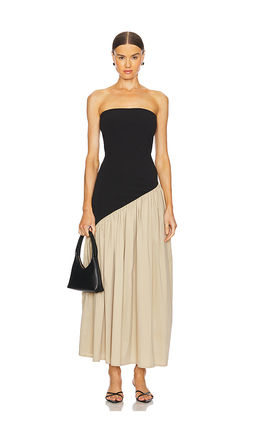 AAIZEL - Asymmetric Two Tone Gather Dress