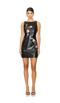 Kitri - Carolyn Embroidered Vinyl Mini Dress