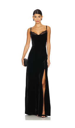 L'AGENCE - Venice Cowl Neck Lace Gown
