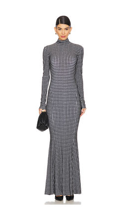Norma Kamali - Long Sleeve Turtleneck Fishtail Gown