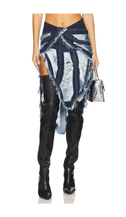 Off-White - Shredded Denim Skirt