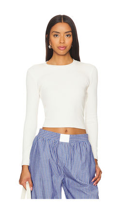 perfectwhitetee - Ribbed Long Sleeve Structured Tee