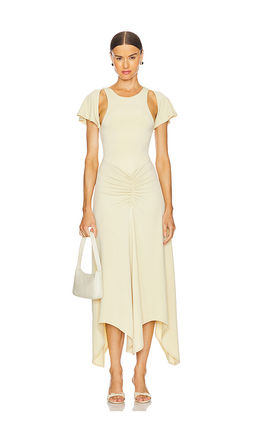 Weworewhat - Ruched Asymmetric Midi Dress