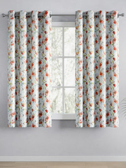 Haus & Kinder - White Blackout Printed Petal Garden Curtains (Pack of 2)
