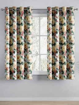 Haus & Kinder - Blue Blackout Printed Peony Garden Curtains (Pack of 2)
