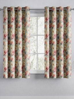 Haus & Kinder - Multi-Color Blackout Printed Floral Canvas Curtains (Pack of 2)