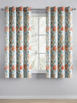 Haus & Kinder - White Blackout Printed Floral Cascade Curtains (Pack of 2)