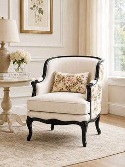 JABRIX - Beige Zoria Floral Wing Accent Chair