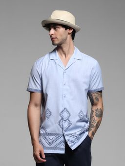 Jack & Jones - Blue Comfort Fit Printed Casual Shirt