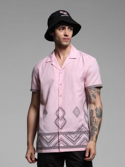 Jack & Jones - Pink Comfort Fit Printed Casual Shirt