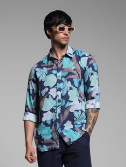 Jack & Jones - Navy Blue Floral Printed Shirt