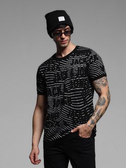 Jack & Jones - Black Logo Print Knitted T-Shirt