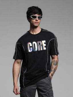 Jack & Jones - Black Boxy Fit Typography Print T-Shirt