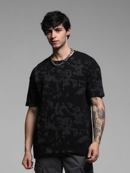 Jack & Jones - Black Boxy Fit Camouflage Print T-Shirt