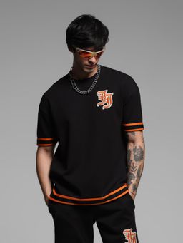 Jack & Jones - Black Oversized Fit Embroidered T-Shirt