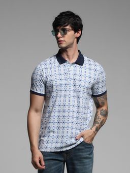 Jack & Jones - Blue Regular Fit Floral Polo T-Shirt