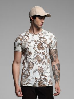 Jack & Jones - White Slim Fit Floral T-Shirt