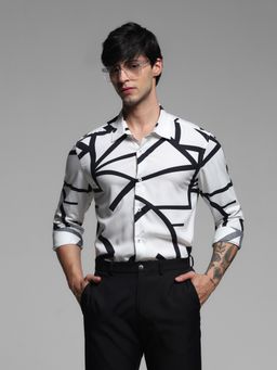 Jack & Jones - White Slim Fit Abstract Shirt