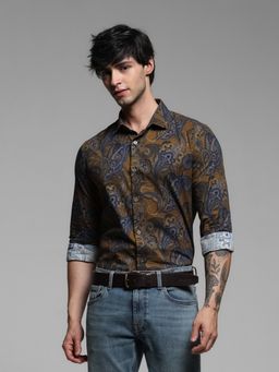 Jack & Jones - Olive Slim Fit Paisley Print Shirt
