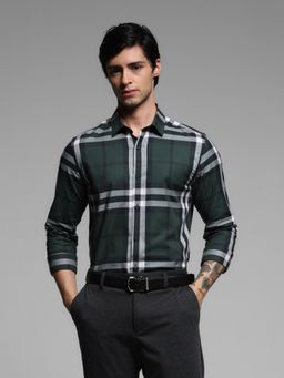 Jack & Jones - Green Check Print Full Sleeves Shirt