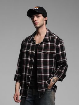 Jack & Jones - Black Oversized Fit Check Shirt