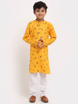 Kraft India - Boys Yellow Printed Cotton Kurta