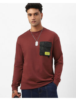 Bewakoof - Heavy Duty 1.0 Men's Brick Red Caution Graphic Printed Oversized T-shirt