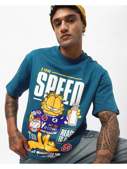 Bewakoof - Men Blue Graphic Printed Oversized T-Shirt